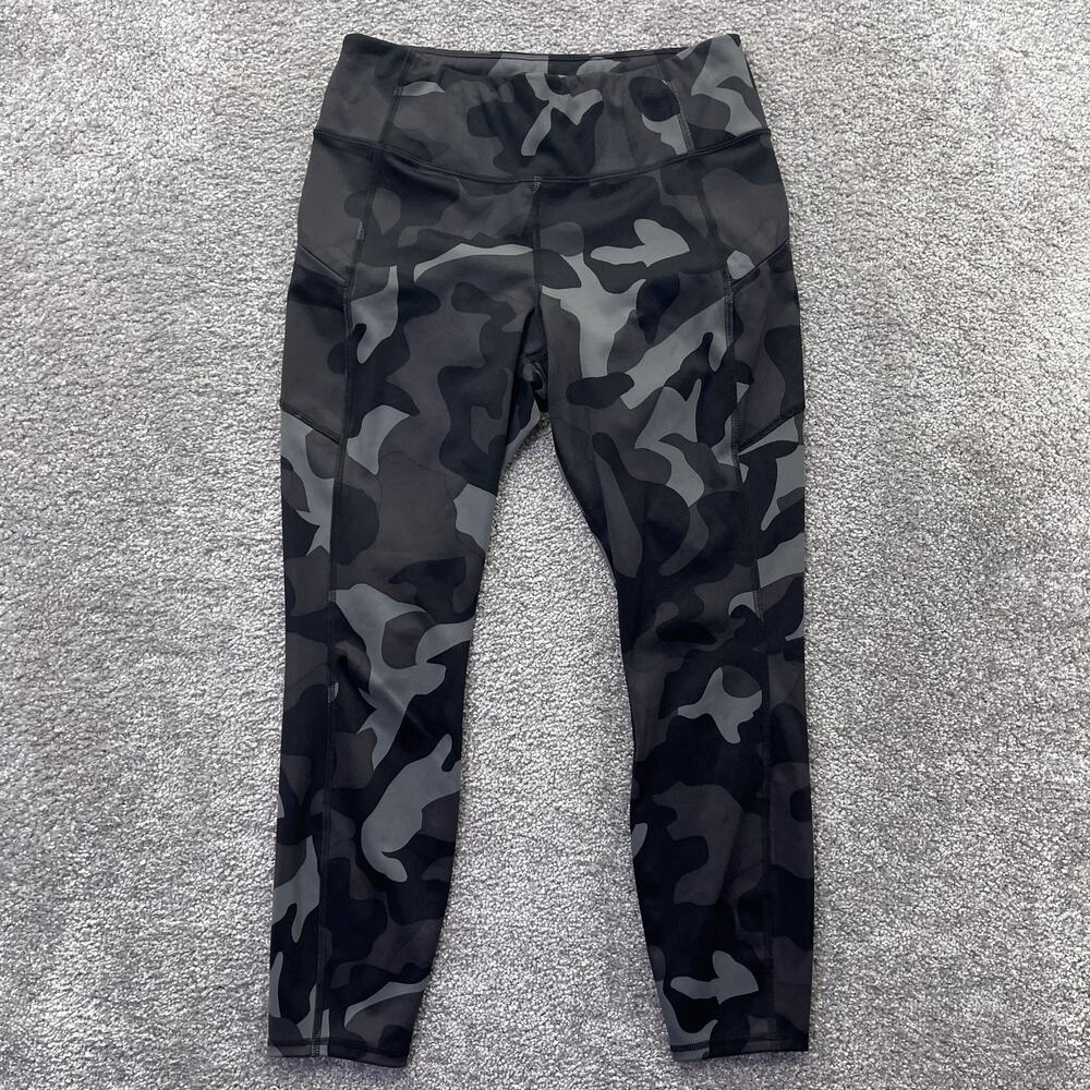 Athleta Pants Womens Medium Camo Contender 7/8 Tight Leggings Black Gray 283284